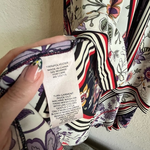 NANETTE LEPORE Floral Print V-Neck Asymmetrical Slip-on Maxi Dress, size 10 - Picture 7 of 8